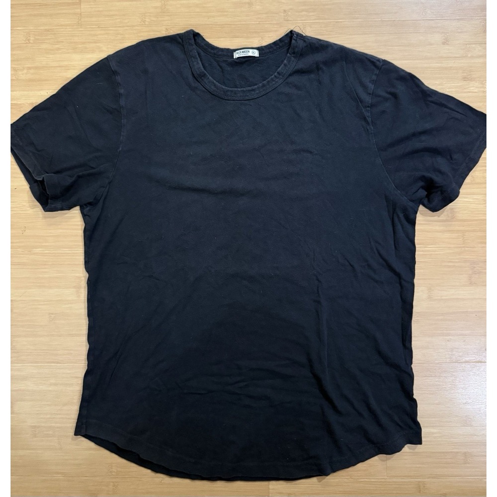 Buck Mason Shirt Men XL The Classics Slub Cotton Curved Hem Tee Black